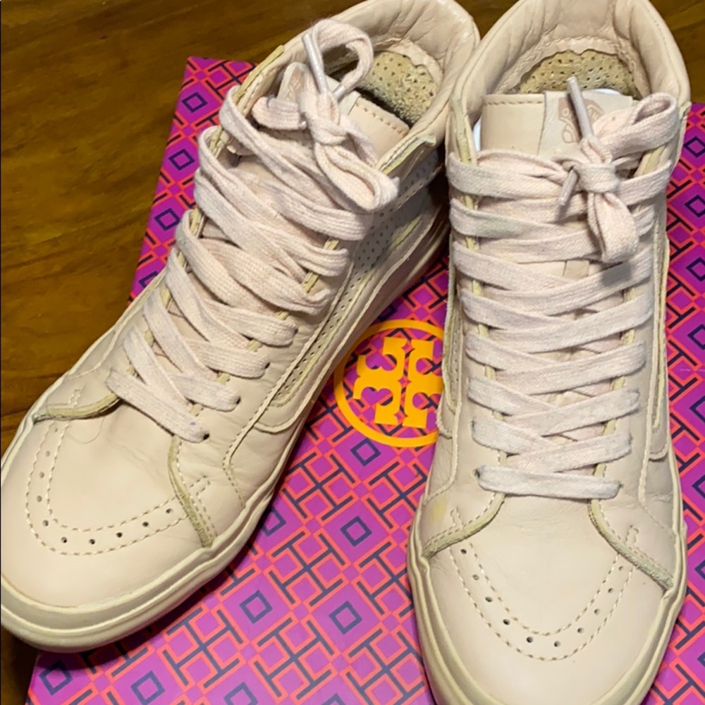 Vans Nude Leather Hightop Sneakers